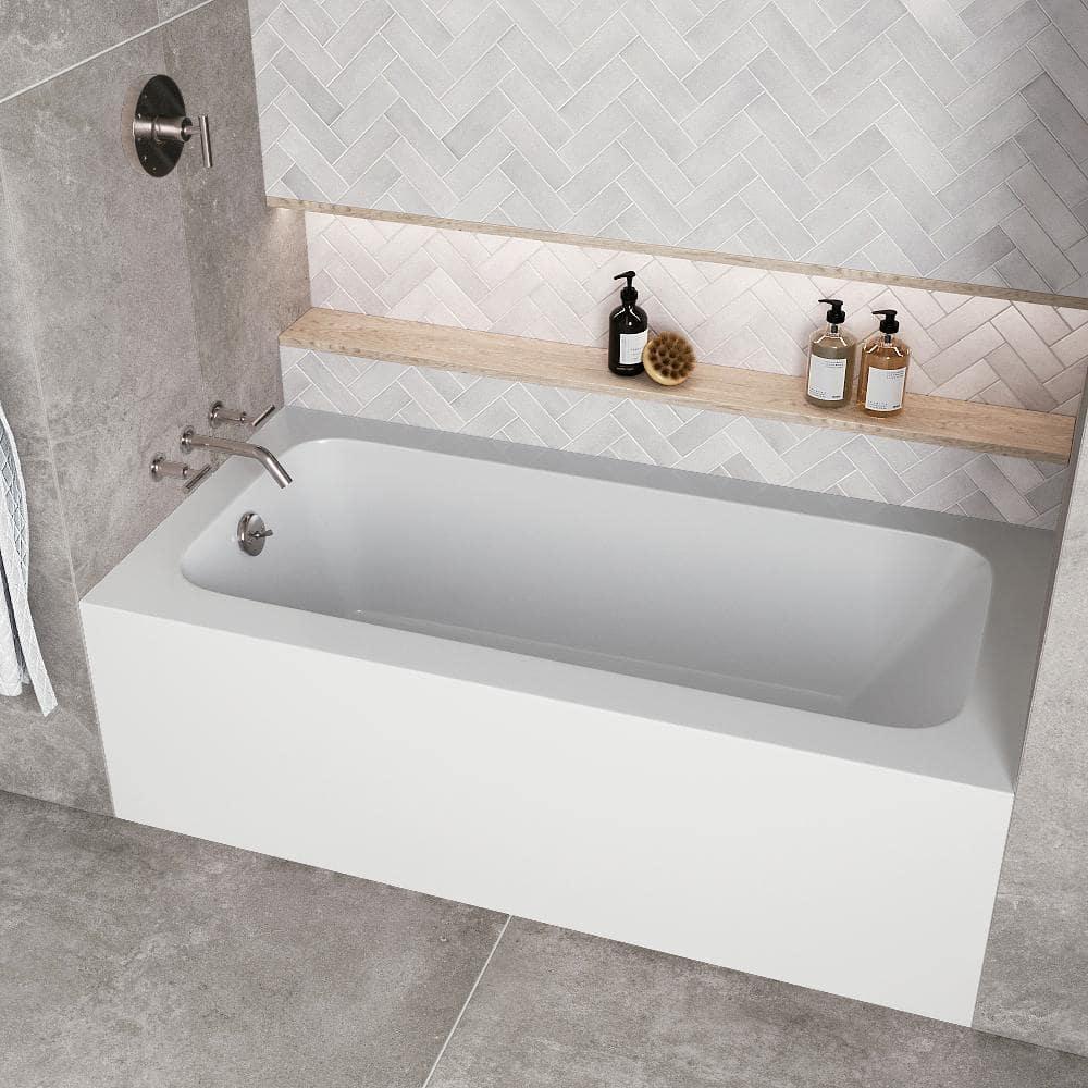 Streamline 60 in. x 30 in. Acrylic Left-Hand Drain Alcove Bathtub in Glossy White With External Drain