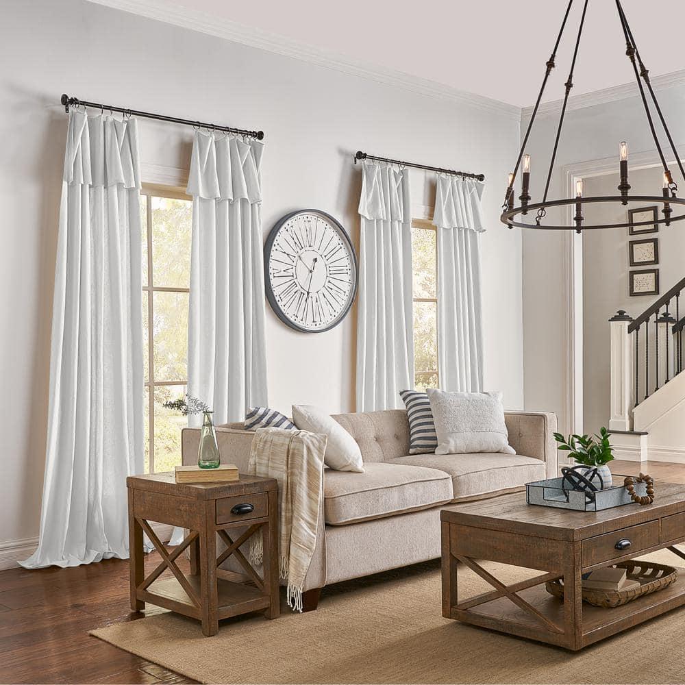 Mercantile Drop Cloth Light Filtering Ring Top Tab Farmhouse Curtain Panel with Valance White 63 Inches