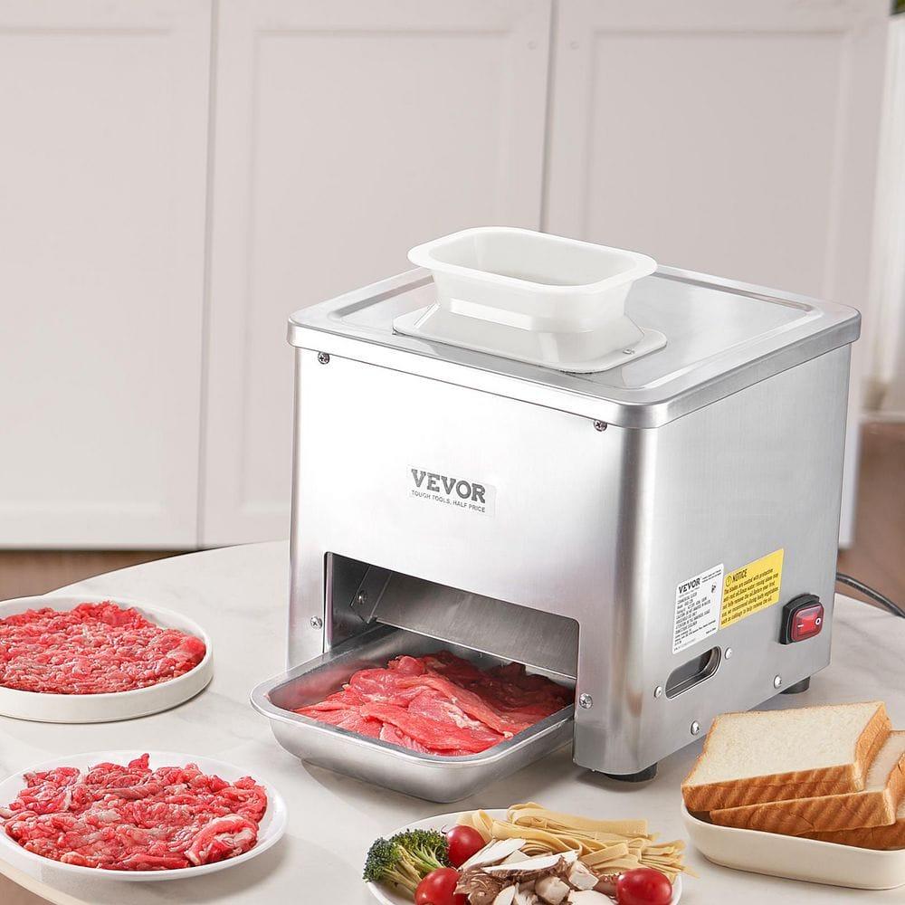 VEVOR Meat Cutter Machine, 550W Meat Slicer, 350 lb/h Commercial Meat Cutting Machine, Stainless Steel, 2.5-10 mm Thickness, Electric Food Cutting Slicer for Home Kitchen, Restaurant, Supermarket