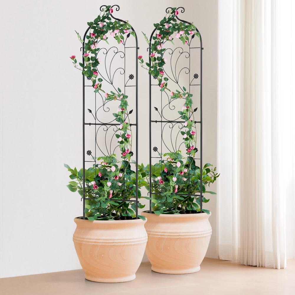 Garden Trellis for Climbing Plants, 60 x 15 in., 2 Packs Rustproof Metal Garden Flower Trellis, Climbing Rose Trellis