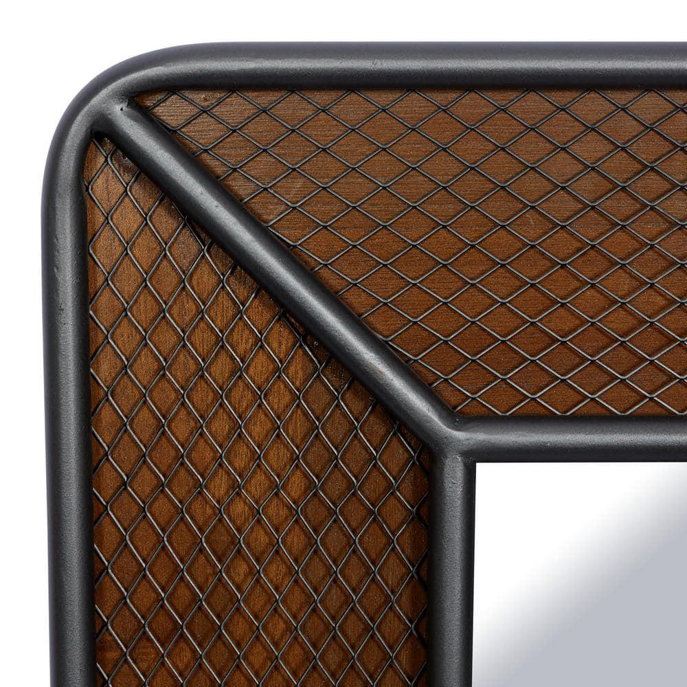 DecMode 32"W, 32"H Square Wall Mirror, Brown