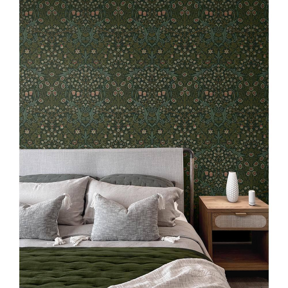 NextWall Greenery Victorian Garden Floral Peel and Stick Wallpaper