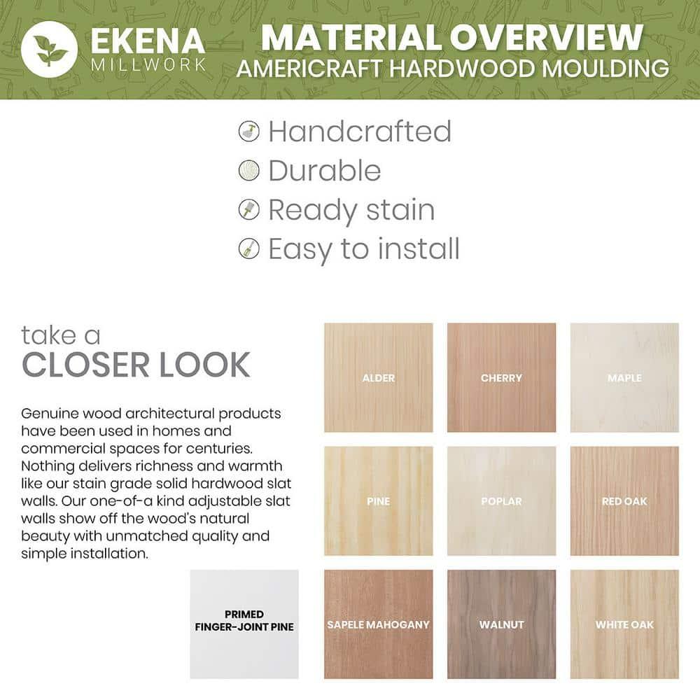 Ekena Millwork WM48 3 3/8"H x 2 5/8"P x 4 1/4"F x 96"L Americraft Solid Hardwood Stain Grade Crown Moulding
