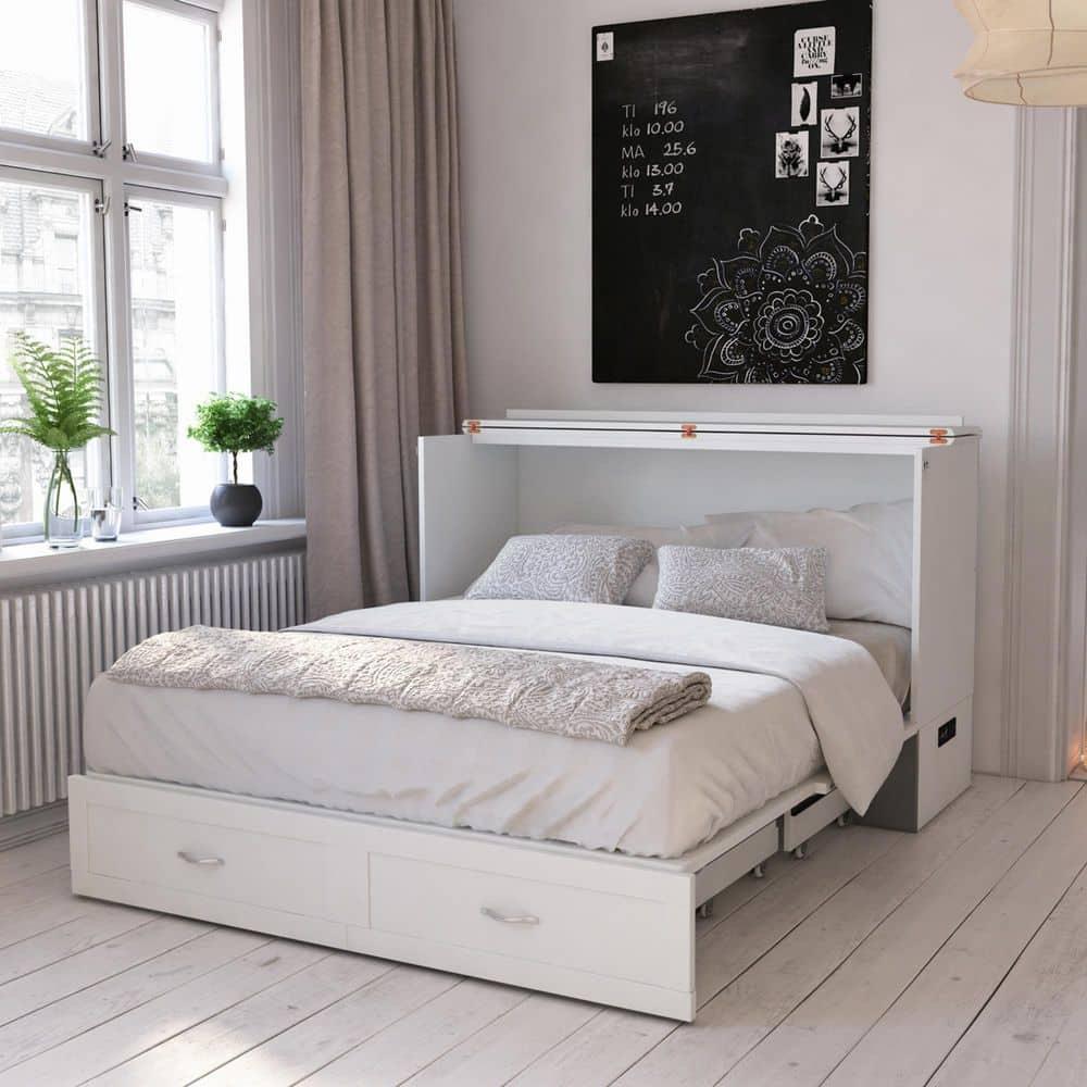 Hamilton Murphy Bed Chest Queen White with Charging Station
