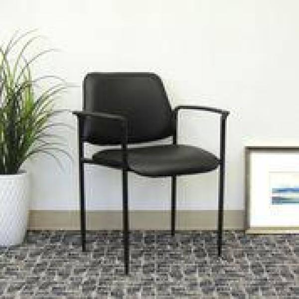 Boss Office Products Stackable Vinyl Seat Reception Chair with Metal Frame