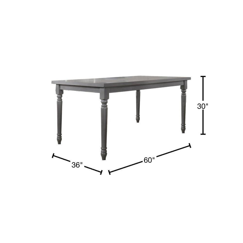 Best Master Luxembourg Solid Wood Rectangular Dining Table in Rustic Gray