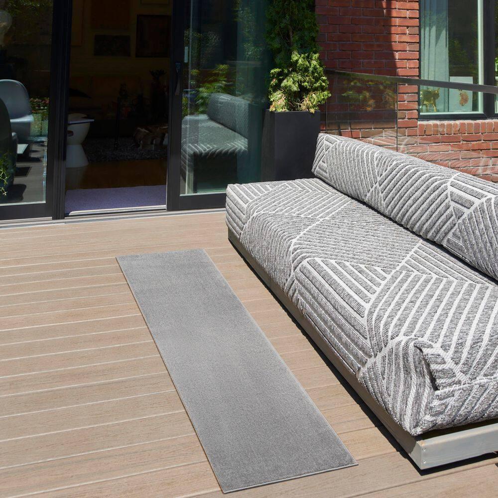 Nourison Essentials Easy Care Indoor Outdoor Area Rug - Silver Grey 2'2" x 10'