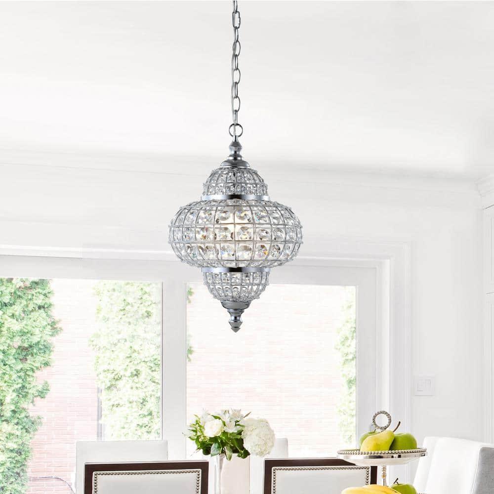 Juliette 12" Crystal/Metal LED Pendant Pendant, Chrome
