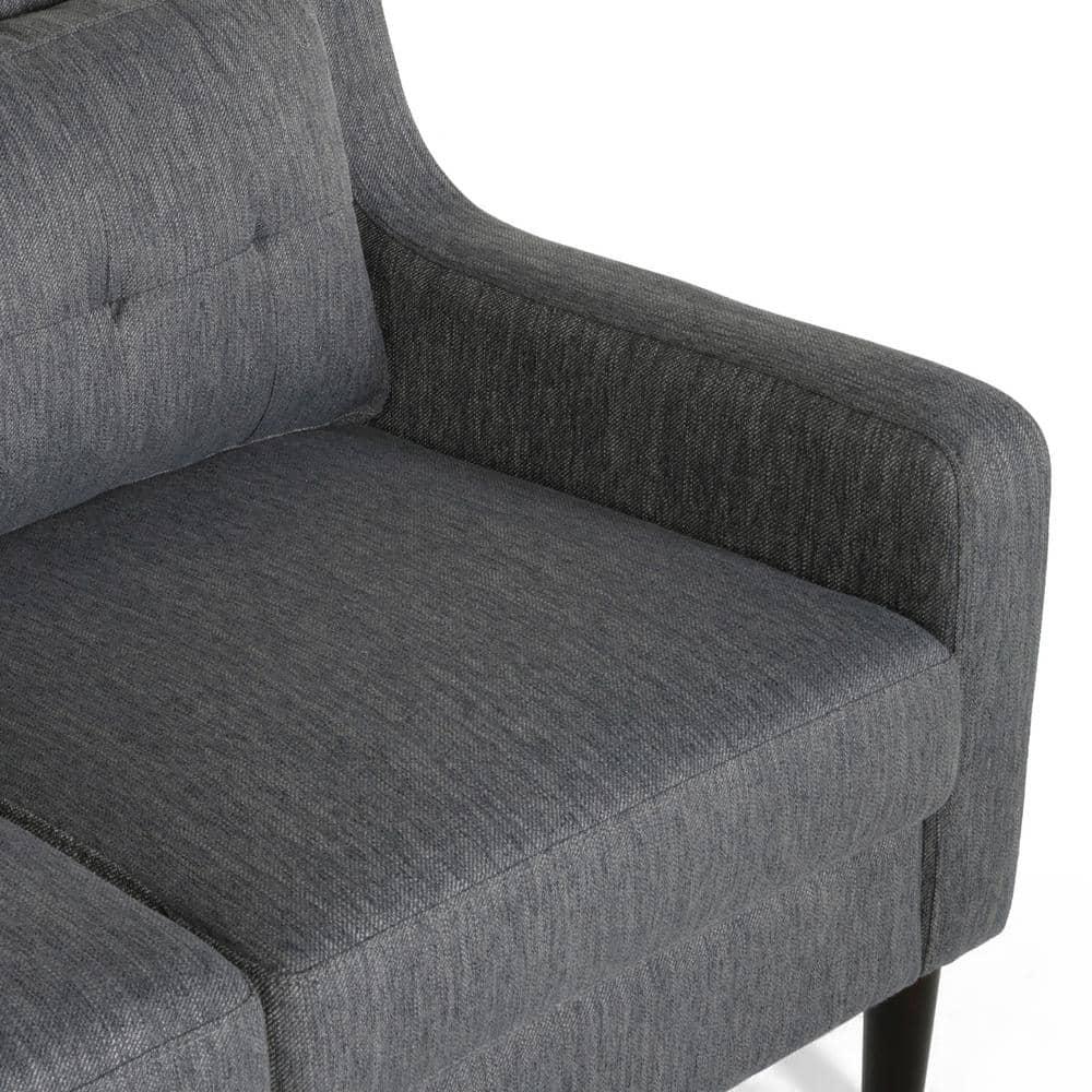 Noble House Kayden Indoor Contemporary Fabric Loveseat, Charcoal, Dark Brown