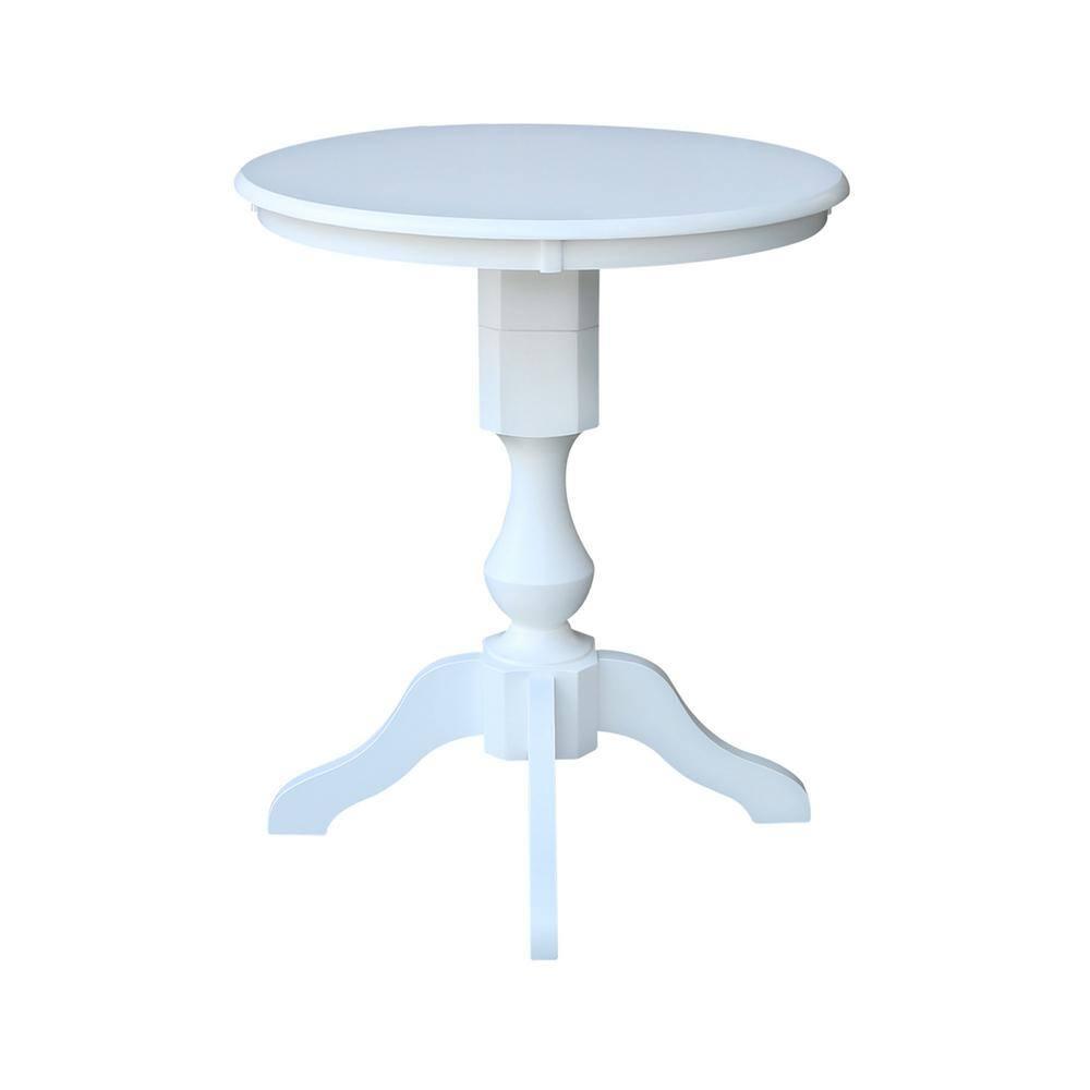 30" Round Top Pedestal Counter Height Table - White