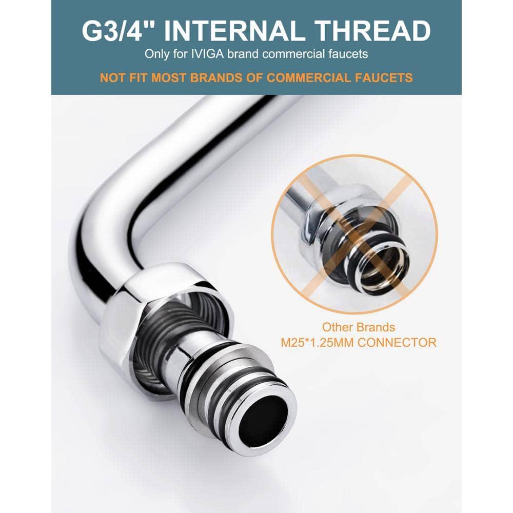 Commercial Faucet Swivel Spout Replacement: 10“ Add-on Swing Nozzle Spout - Chrome Polished Spout Replacement Part For Commercial Kitchen Sink Faucet - 1.8gpm/ 2.2gpm Aerator - G3/4 Internal Thread