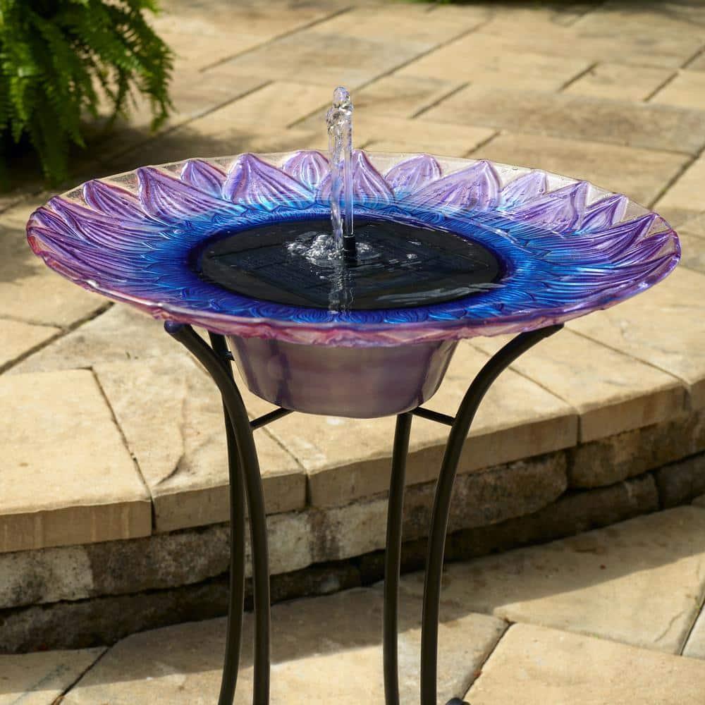 Smart Solar 25.2" Bell Flower Solar Bird Bath