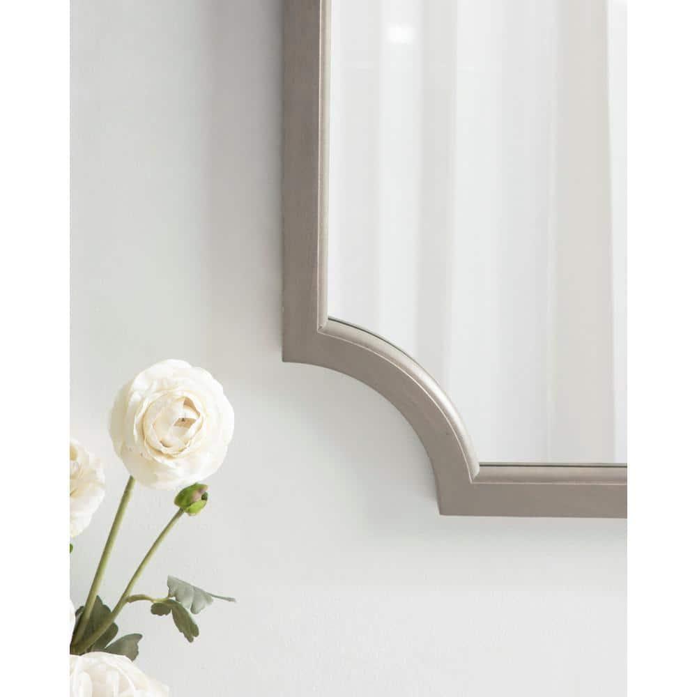Kate & Laurel All Things Decor 24"x36" Hogan Framed Scallop Wall Mirror Gray: Modern Design, No Assembly Required
