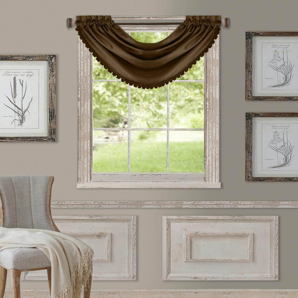All Seasons Single Waterfall Window Valance - 52" x 36" - Chocolate - Elrene Home Fashions