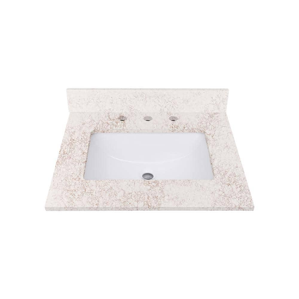 25'' Quartz Single Bathroom Vanity Top with Sink