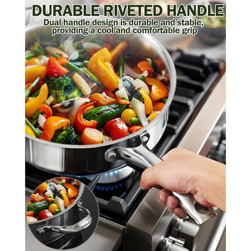 Cooks Standard Cooks Standard Classic 5 QT 11 inch Stainless Steel Saute Pan Frying Pan Skillet with Lid