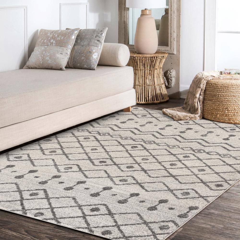 4'x6' Aksil Moroccan Beni Souk Area Rug, Cream/Gray - JONATHAN Y