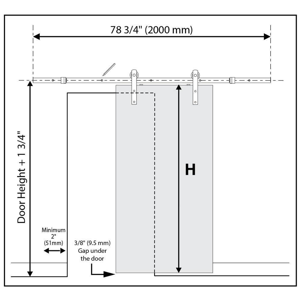 MMI DOOR Door Hinge 80'' Solid + Manufactured Wood Paneled with Installation Hardware Kit Barn Door