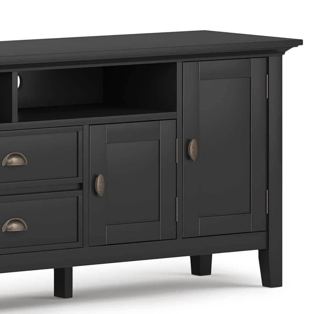 Simpli Home Redmond 72"W Solid Wood TV Stand for TVs up to 80" with Storage Cabinets