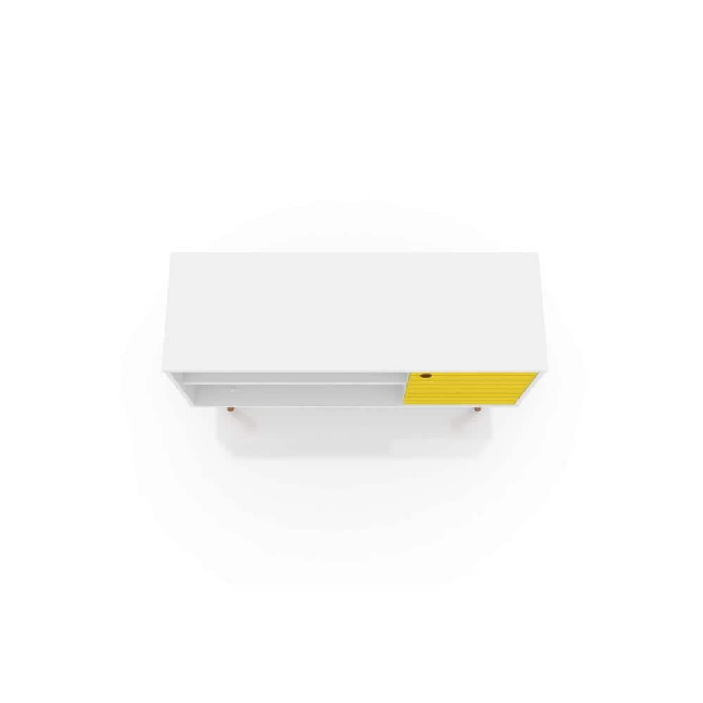 Manhattan Comfort Liberty 42.52" Mid Century Modern TV Stand, White and Yellow