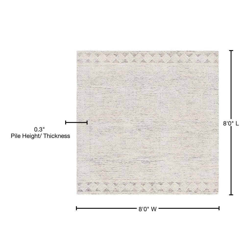 Abstract ABT349 Hand Tufted Area Rug - Ivory/Grey - 8'x8' - Safavieh .