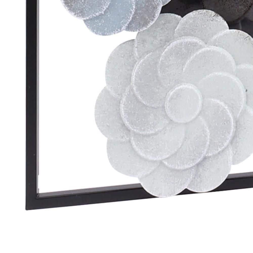 LuxenHome Multi-Color Flowers Metal Rectangular Panels Wall Decor Wall Art, Set of 2 Multicolored