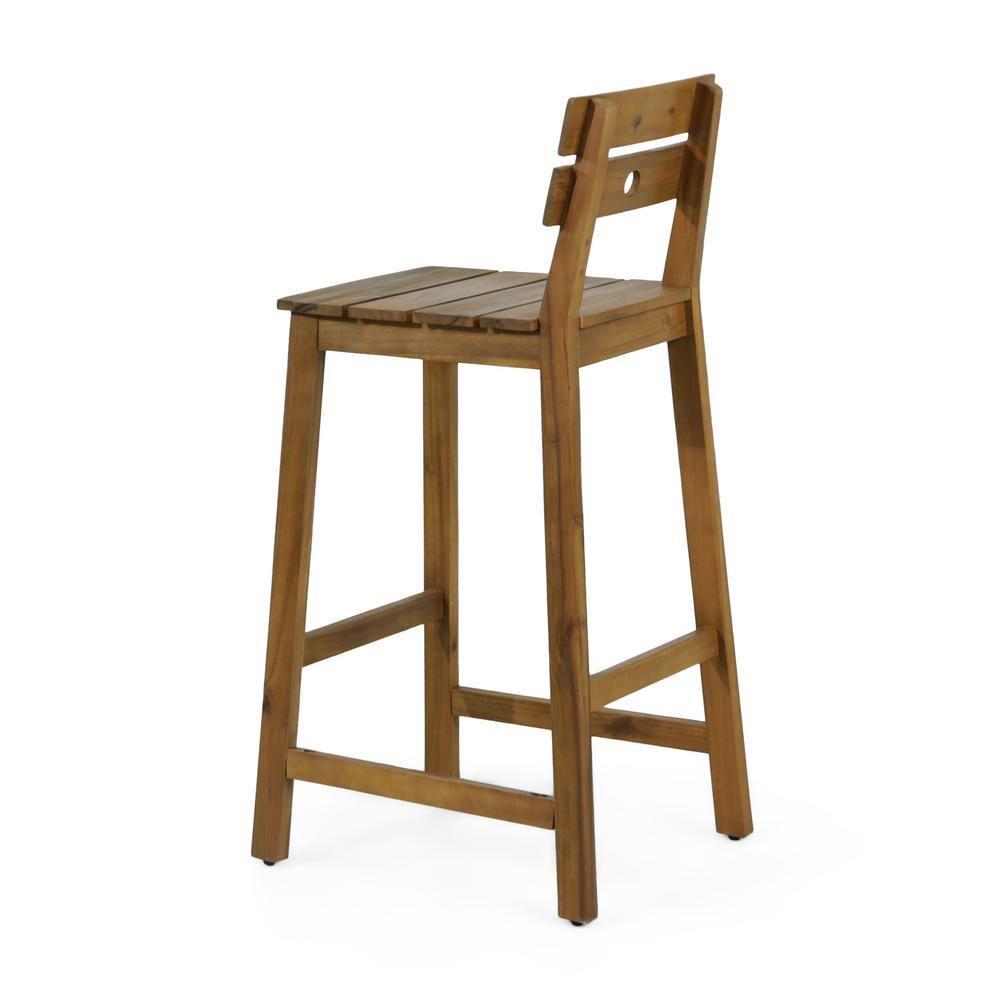 Noble House Castner Outdoor Bar Stool, Teak, 2 Pack