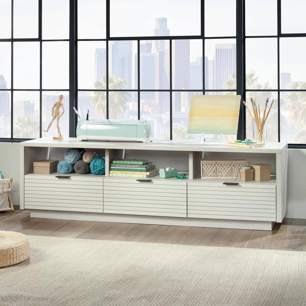 Harvey Park Entertainment Credenza TV Stand for TVs up to 70" Glacier Oak - Sauder: With Storage Drawers & Adjustable Shelves
