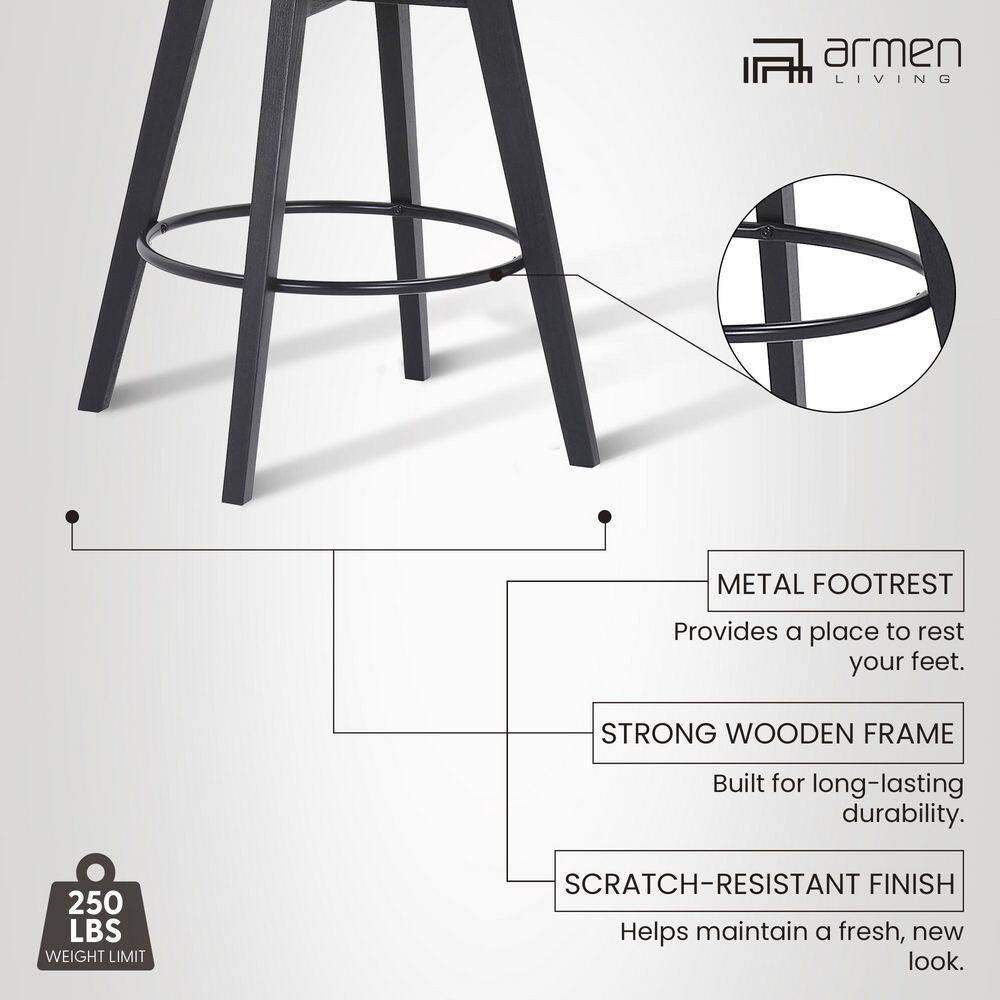 30" Baylor Faux Leather Wood Swivel Barstool Gray/Black - Armen Living