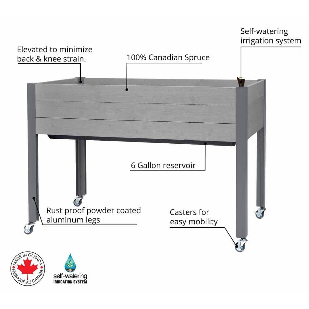 47" Wide rectangular Planter Self-Watering Wooden Gray - CedarCraft