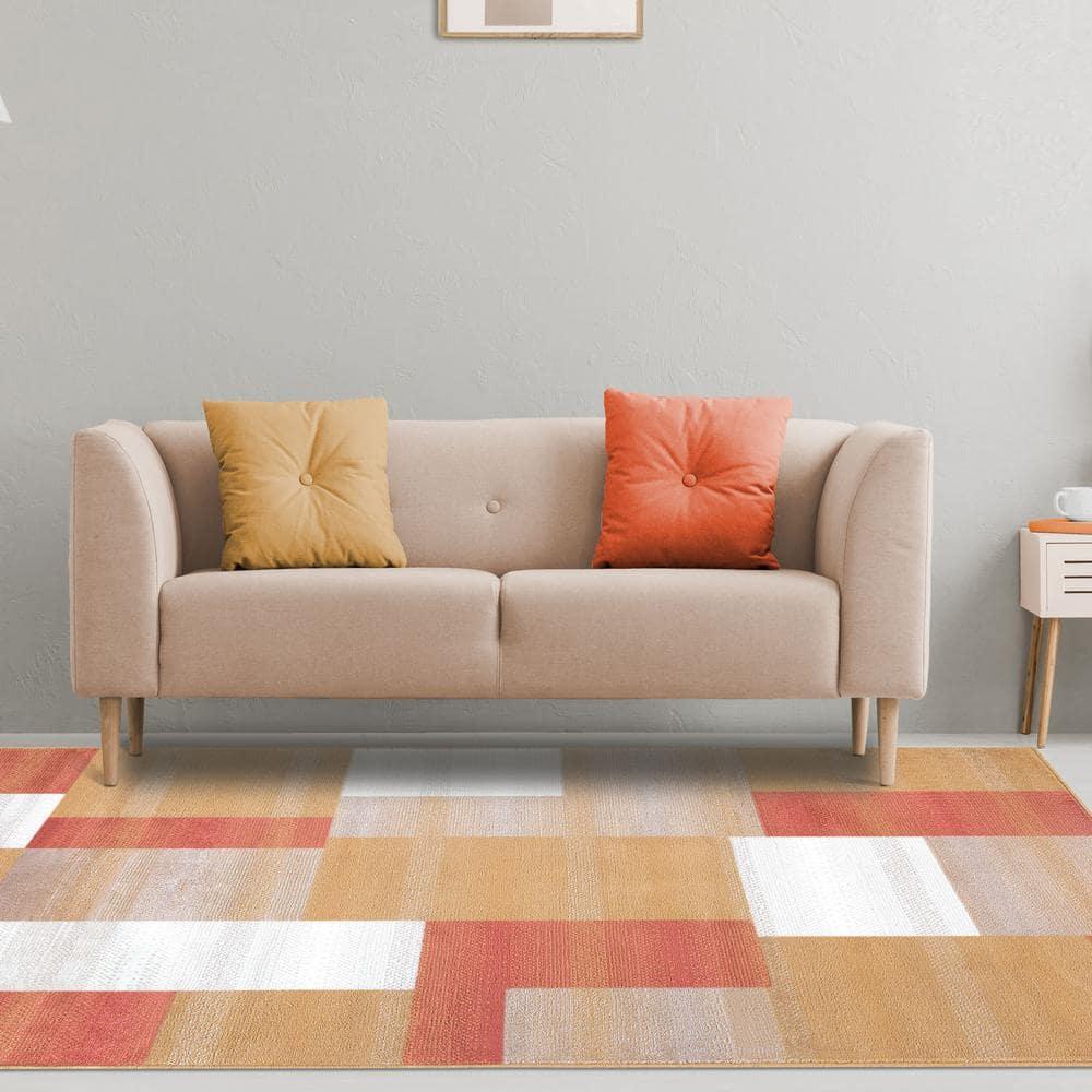 Superior Color Block Area Rug 5' x 8', Ginger