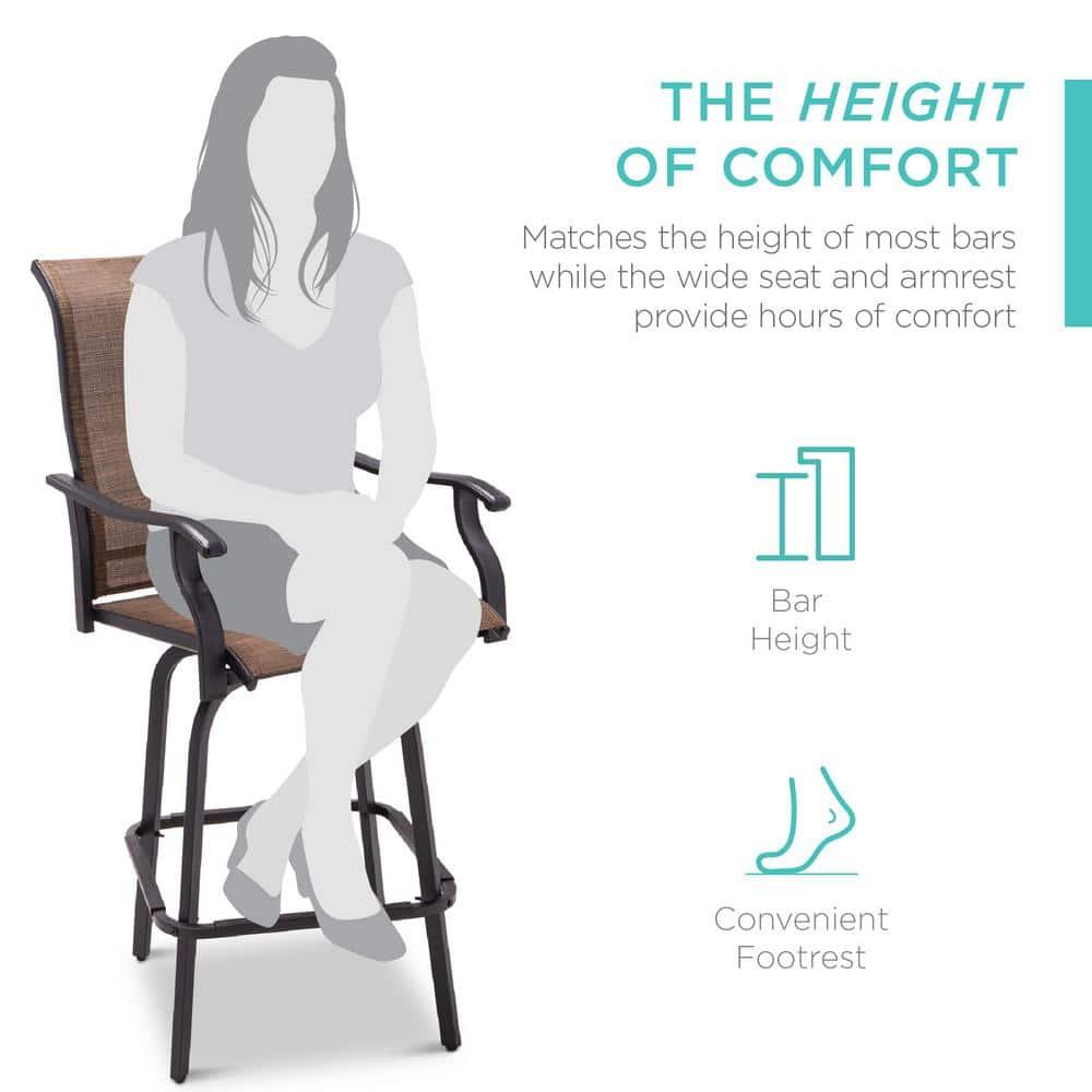 Best Choice Products Set of 2 Outdoor Swivel Bar Stools, Patio Barstool Chairs w/ 360 Rotation, All-Weather Mesh - Brown