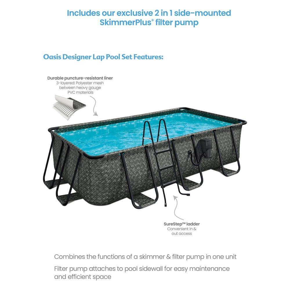 Open Box Funsicle 13' x 7' x 39" Rectangular Oasis Designer Above Ground Lap Pool