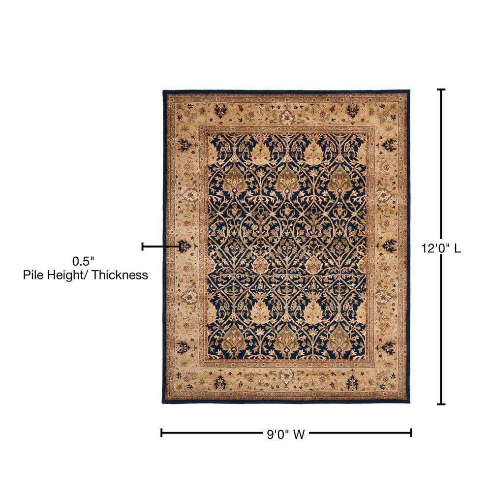 SAFAVIEH Persian Legend Adrian Floral Bordered Wool Area Rug, Blue/Gold, 9' x 12'