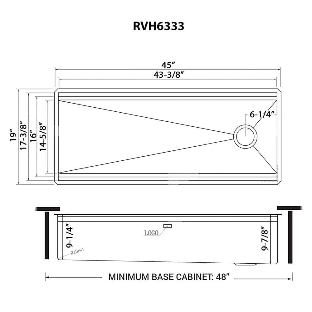 Ruvati 45-inch Stainless Steel Workstation Two-Tiered Ledge Undermount Kitchen Sink