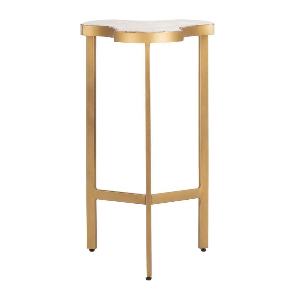 Suki Tripod Accent Table - White Agate/Gold - Safavieh.