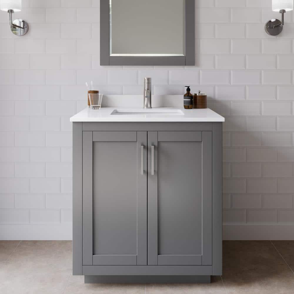 Wyndham Collection Miranda 30" Freestanding Single Bathroom Vanity with Cultured Marble Top