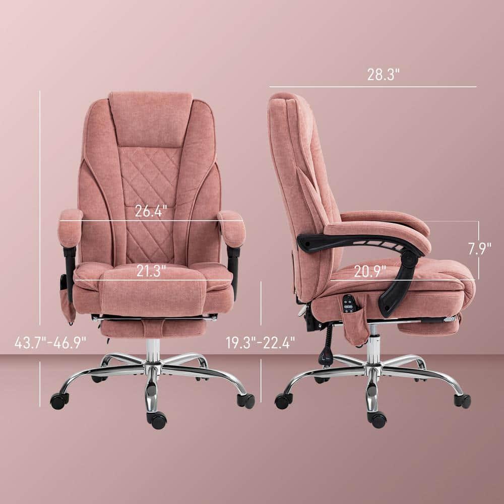 Vinsetto Executive Massage Office Chair, Heated Computer Desk Chair with Adjustable Height and Footrest, Pink