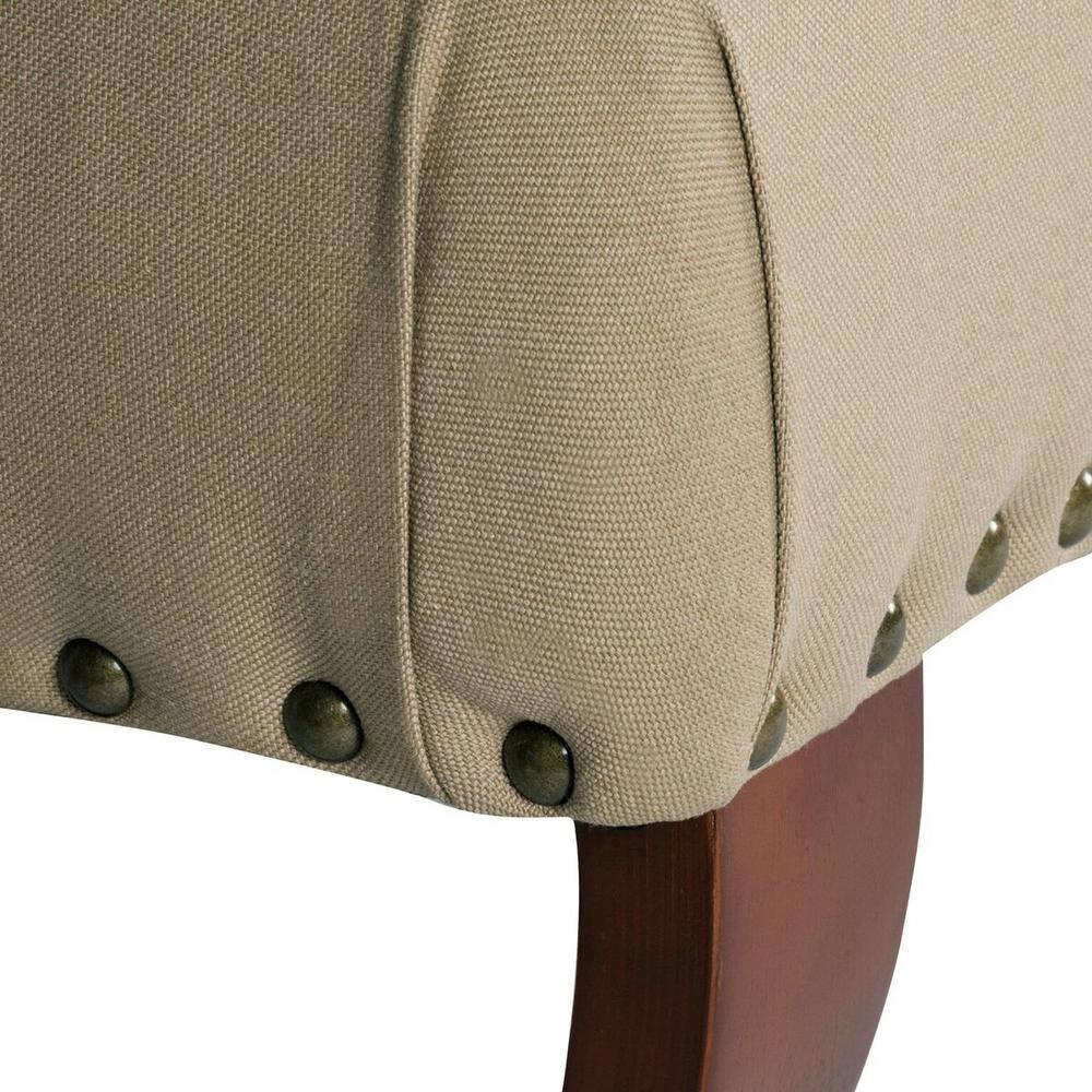 Carolina Tufted Bench with Nailhead Trim Cream - HomePop: Upholstered Ottoman for Bedroom, Indoor Furniture