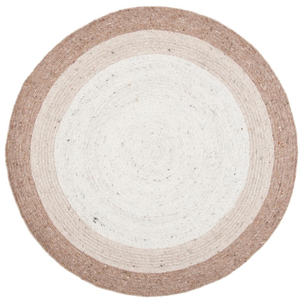 Handmade Ivory Wool Braided Round Rug - 4' Diameter