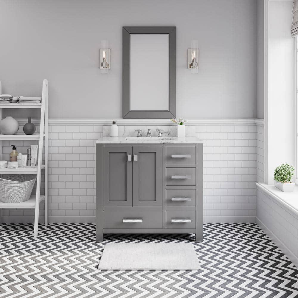 Madison 36 in. W x 21.5 in. D x 34 in. H Single Sink Bath Vanity in Cashmere Grey with Carrara White Marble Top