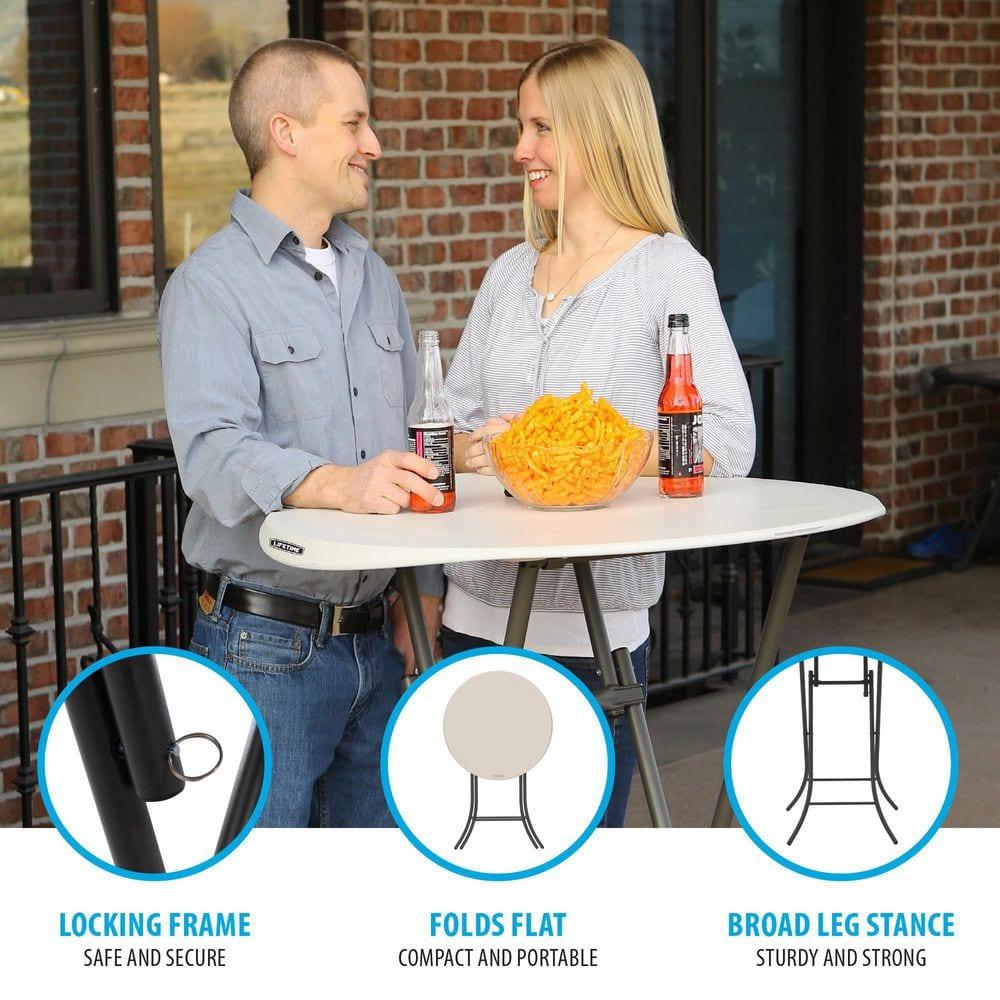 Lifetime 33 inch Round Bistro Table, Indoor/Outdoor Light Commercial, Almond (80362)