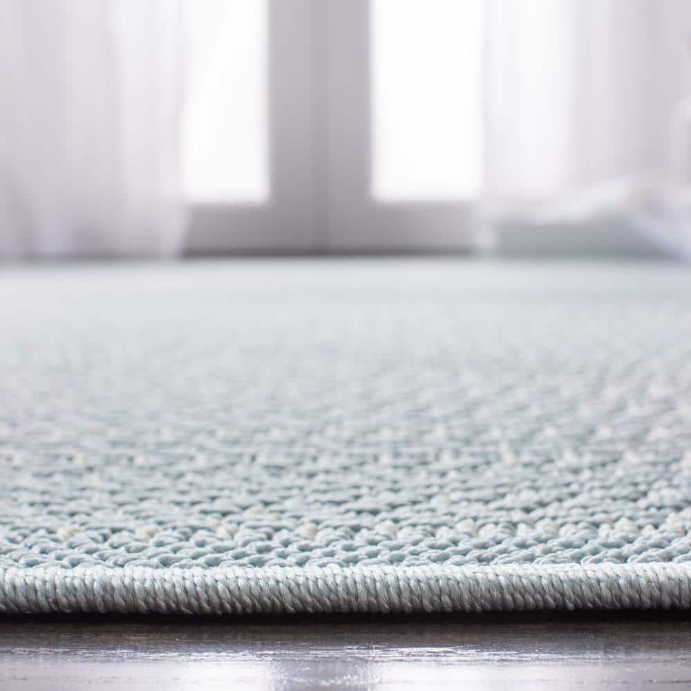 Bermuda BMU811 Machine Washable UV & Stain Resistant Non-Shedding Power Loomed Indoor/Outdoor Area Rug - Light Blue/Ivory - 6'7"x6'7" - Safavieh