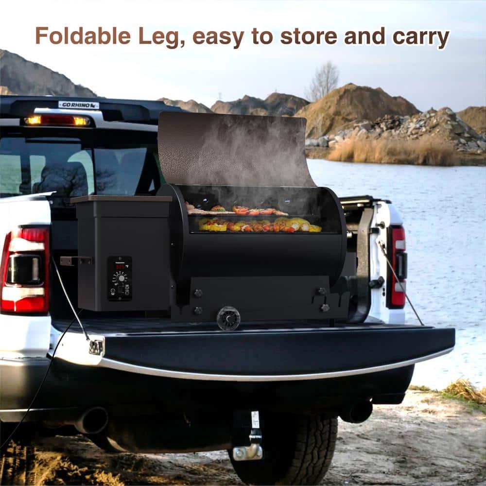 KingChii 456 SQ.IN. Wood Pellet Grill & Smoker with Automatic Temperature Control, Foldable Legs for Easy Storage and Transport, Multifunctional BBQ Grill for Outdoor Cooking