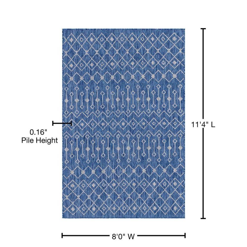 Unique Loom 8' 0 x 11' 4 Rectangle Indoor/Outdoor Trellis Blue Area Rug