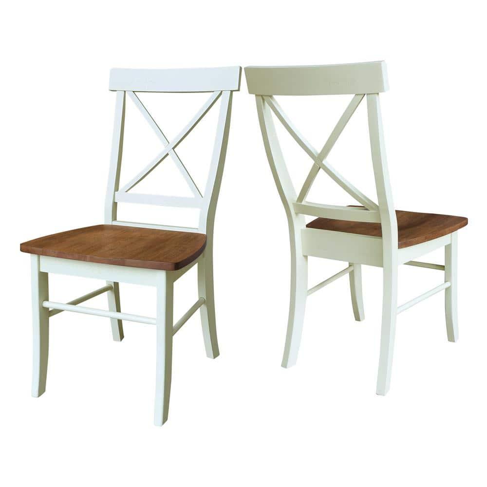 International Concepts Set of Two X-Back Dining Chairs, Hickory/Shell