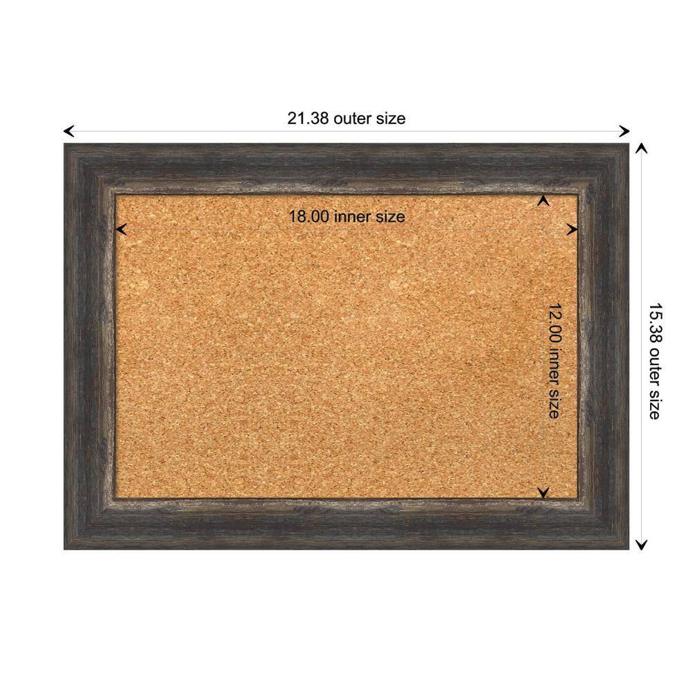 Amanti Art Natural Cork Board Framed Bark Rustic Char Narrow Bulletin Board 21 in. x 15 in.