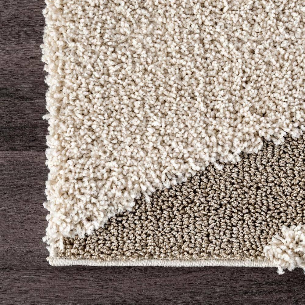 Nuloom Carolyn Abstract 6 Square Shag Indoor Area Rug for Living Room Bedroom Dining Room Nursery, Cream/Beige