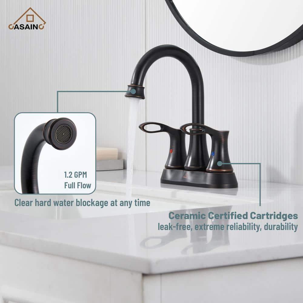 CASAINC KCL0014-ORB 4-inch Centerset Bathroom Faucet with Drain