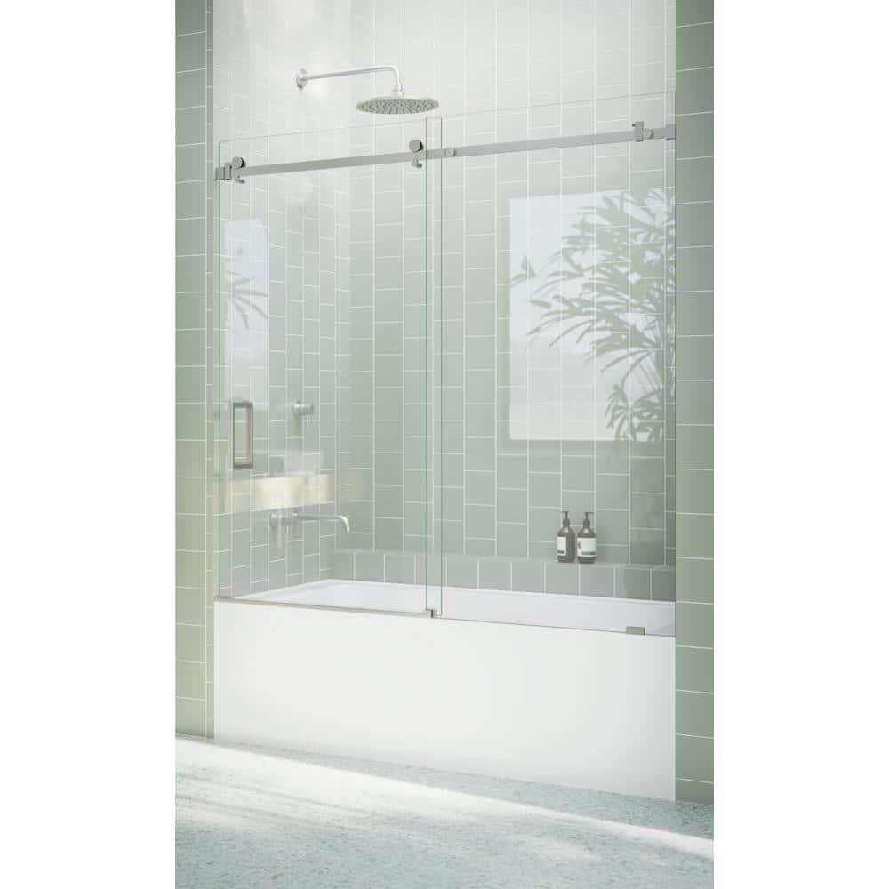 Astro 56 in. - 60 in. x 60 in. Frameless Sliding Bathtub Door